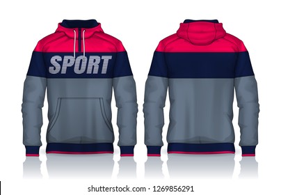 Hoodie shirts template.Jacket Design,Sportswear Track front and back view.