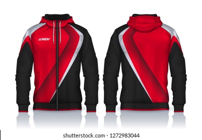 Hoodie shirts template.Jacket Design,Sportswear Track front and back view.