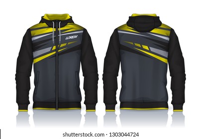 Hoodie shirts template.Jacket Design,Sportswear Track front and back view.