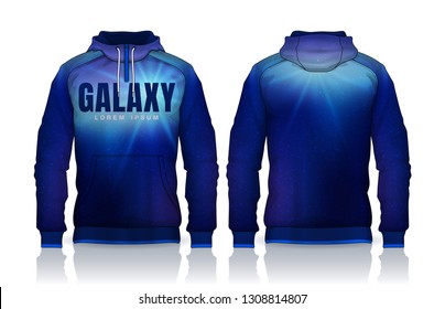 Hoodie shirts template.Jacket Design,Sportswear Track front and back view.