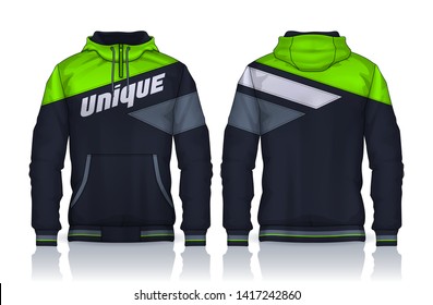 Hoodie shirts template.Jacket Design,Sportswear Track front and back view.