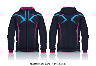 Hoodie shirts template.Jacket Design,Sportswear Track front and back view.