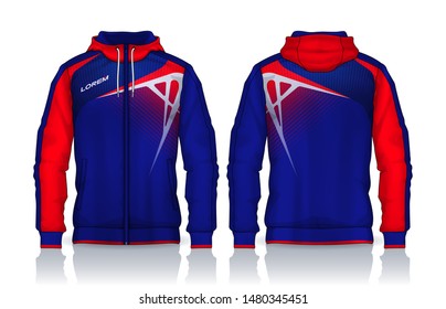 Hoodie shirts template.Jacket Design,Sportswear Track front and back view.