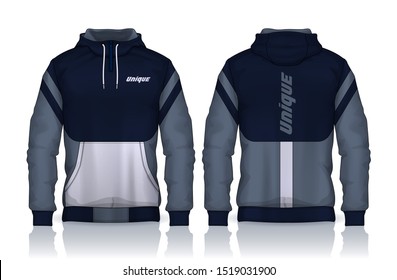 Hoodie shirts template.Jacket Design,Sportswear Track front and back view.