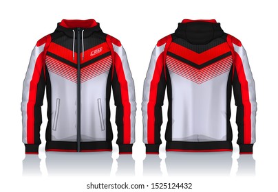 Hoodie shirts template.Jacket Design,Sportswear Track front and back view.