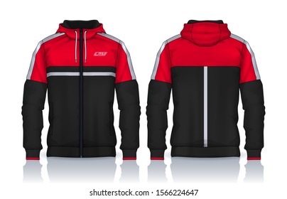 Hoodie shirts template.Jacket Design,Sportswear Track front and back view.