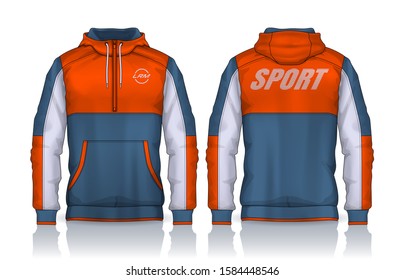 Hoodie shirts template.Jacket Design,Sportswear Track front and back view.