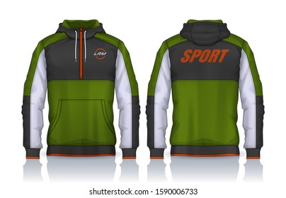 Hoodie shirts template.Jacket Design,Sportswear Track front and back view.