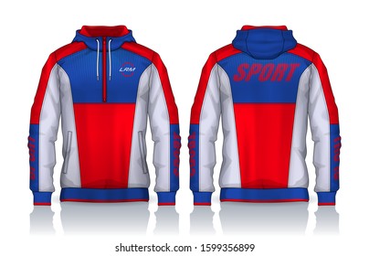 Hoodie shirts template.Jacket Design,Sportswear Track front and back view.