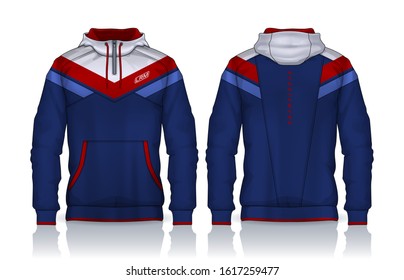 Hoodie shirts template.Jacket Design,Sportswear Track front and back view.