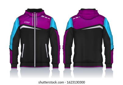 Hoodie shirts template.Jacket Design,Sportswear Track front and back view.