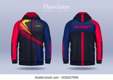 Hoodie shirts template.Jacket Design,Sportswear Track front and back view.
