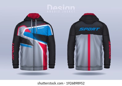 Hoodie Shirts Template.Jacket Design, Sportswear Track Front und Back View.