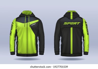 Hoodie Shirts Template.Jacket Design, Sportswear Track Front und Back View.