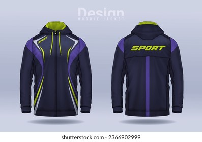 Hoodie shirts template.Jacket Design,Sportswear Track front and back view.