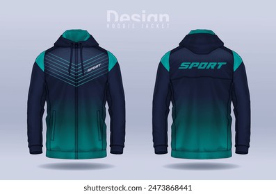 Hoodie Shirts Vorlage.Jacket Design, Sportswear Titel Vorder- und Rückansicht.