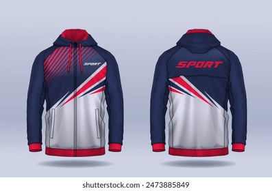 Hoodie shirts template.Jacket Design,Sportswear Track front and back view.