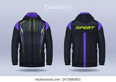 Hoodie shirts template.Jacket Design,Sportswear Track front and back view.