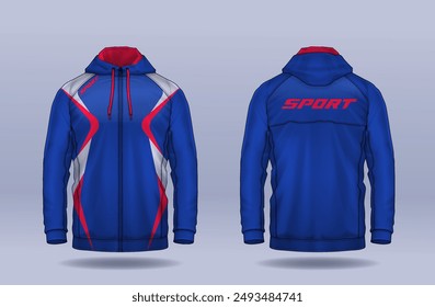 Hoodie shirts template.Jacket Design,Sportswear Track front and back view.