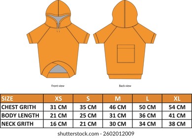 hoodie size chart design for hoodie