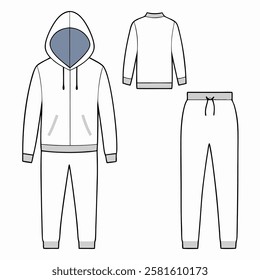 hoodie and sweat pants sketches with white background