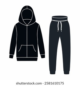 hoodie and sweat pants sketches with white background