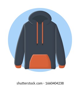 Hoodie Sweater Jacket Bekleidung. Flaches Icon-Vektorillustration-Design