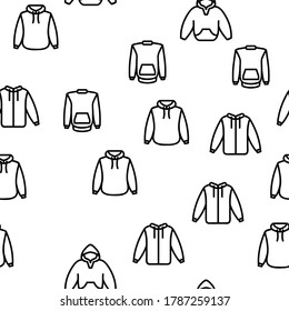 Hoodie And Sweater Vector Seamless Pattern Thin Line Illustration
