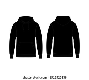 Hoodie Sweatshirt Black Front and Back Views Clothing Mockup Template