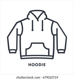 Hoodie Sweatshirt Clothing Minimal Flat Line Outline Stroke Icon Pictogram