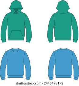 Hoodie sweatshirt mockup front and back view