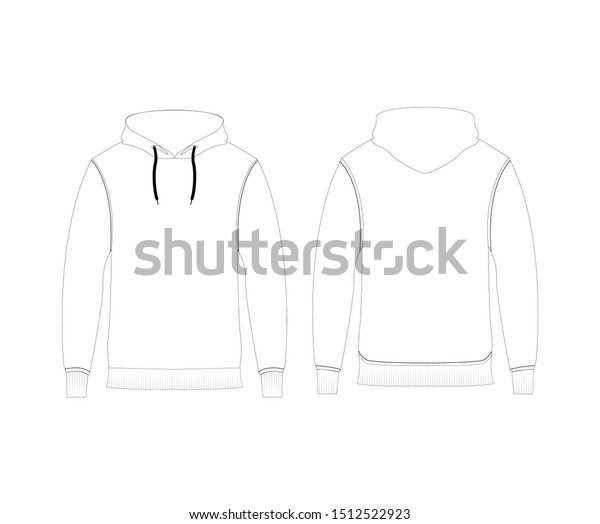Hoodie Sweatshirt White Front Back Views Stock Vector (Royalty Free ...