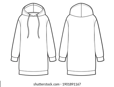 Hoodie Sweatshirt Frauen Kleid. Vektorgrafik