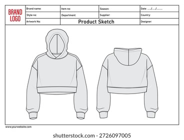 Sudadera con capucha técnica Ilustración vectorial de dibujo Plantilla para las señoras