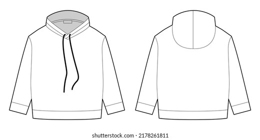 Hoodie Technical Sketch Cad Mockup Template Stock Vector (Royalty Free ...