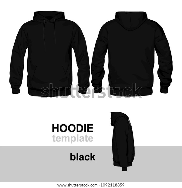 Hoodie Template Black Stock Vector (Royalty Free) 1092118859