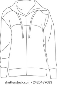 Hoodie entrenamiento chaqueta de chaqueta de arte de línea vectorial en blanco y negro para página de color
