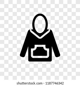 Hoodie vector icon isolated on transparent background, Hoodie transparency logo concept