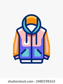 Hoodie vector icon on white background. Flat vector hoodie icon symbol sign from modern clothes collection for mobile concept and web apps design. colored vector.