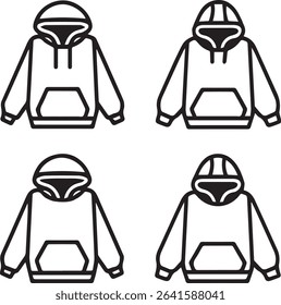 Hoodie Vector Icon Pack Pullover Sweatshirt Front View Flat Design Illustrations