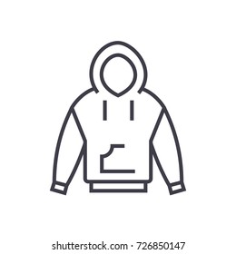 hoodie vector line icon, sign, illustration on background, editable strokes