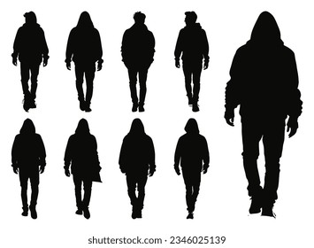 Hoodie Wearing Man Walking Silhouette