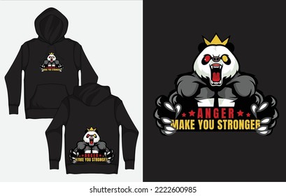 Hoodies with Character Streetwear Design, Angry Muscular Panda