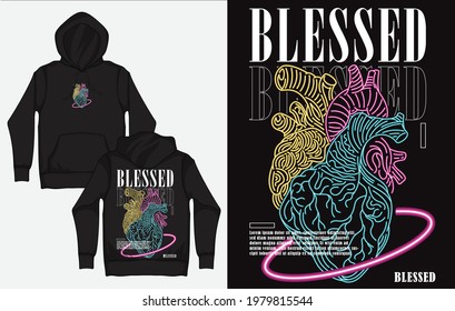 Hoodies with Character Streetwear Design, Blessed Heart