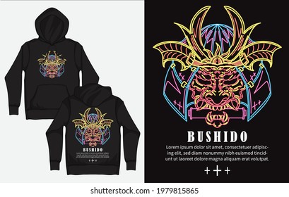 Hoodies with Character Streetwear Design, Evil Samurai, Bushido