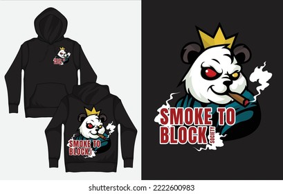 Hoodies with Character Streetwear Design, Panda Smoking to Block Society