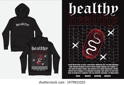 Hoodies with Character Streetwear Design, Pills, Healthy