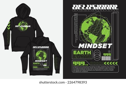 Hoodies with Industrial Streetwear Design, Delusional Mindset on Earth