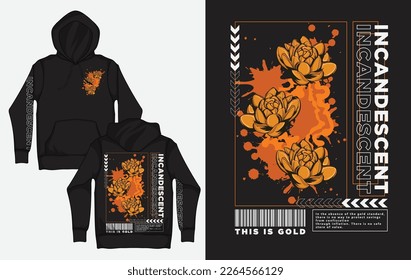 Hoodies with Industrial Streetwear Design, Incandescent Flower