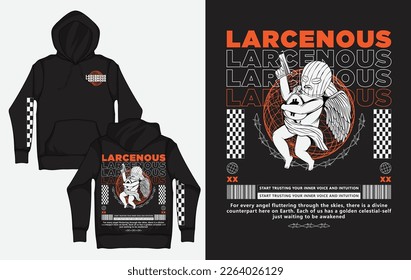 Hoodies with Industrial Streetwear Design, Larcenous Cupid